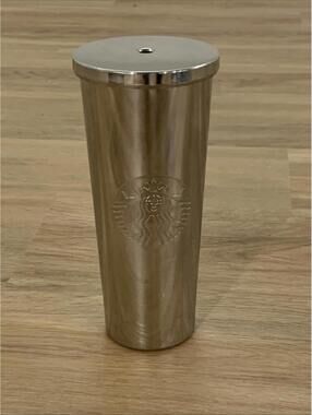 Starbucks Chrome Mirror Stainless Steel Cold Cup Tumbler 24oz Rare Metal Siren